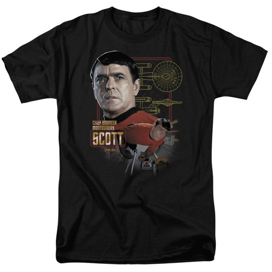 Star Trek - Chief Engineer Scott - Short Sleeve Adult 18/1 - Black T-shirt