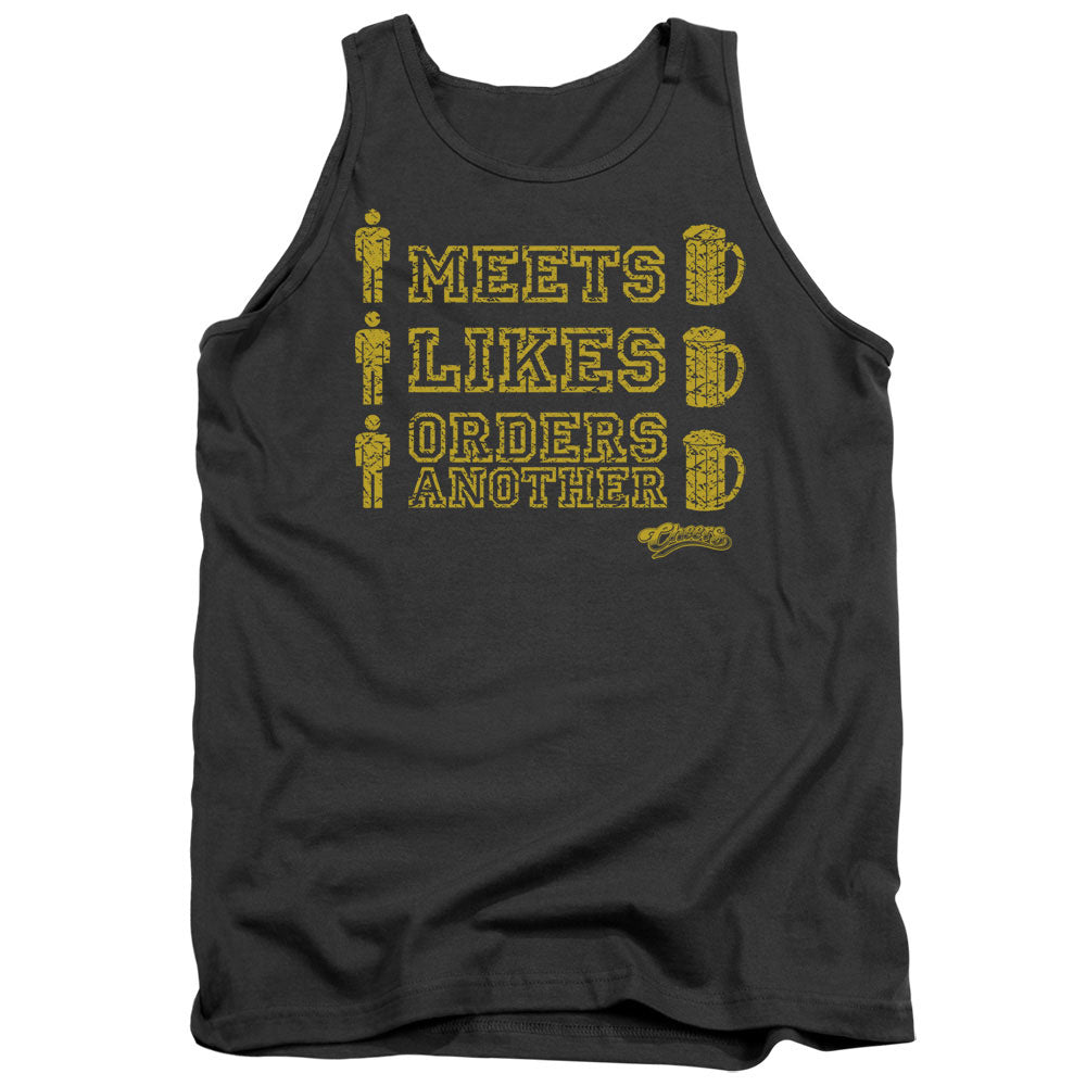 Cheers - Man Meets Beer - Adult Tank - Charcoal
