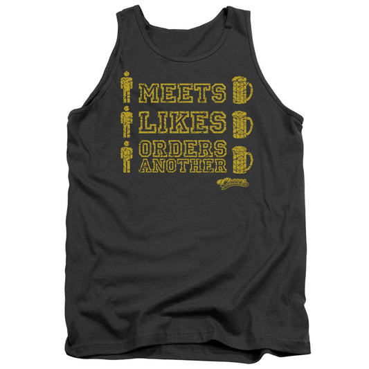 Cheers - Man Meets Beer - Adult Tank - Charcoal