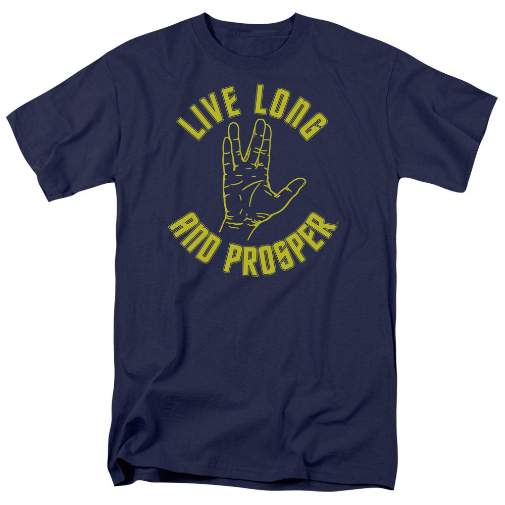 Star Trek - Live Long Hand - Short Sleeve Adult 18/1 - Navy T-shirt