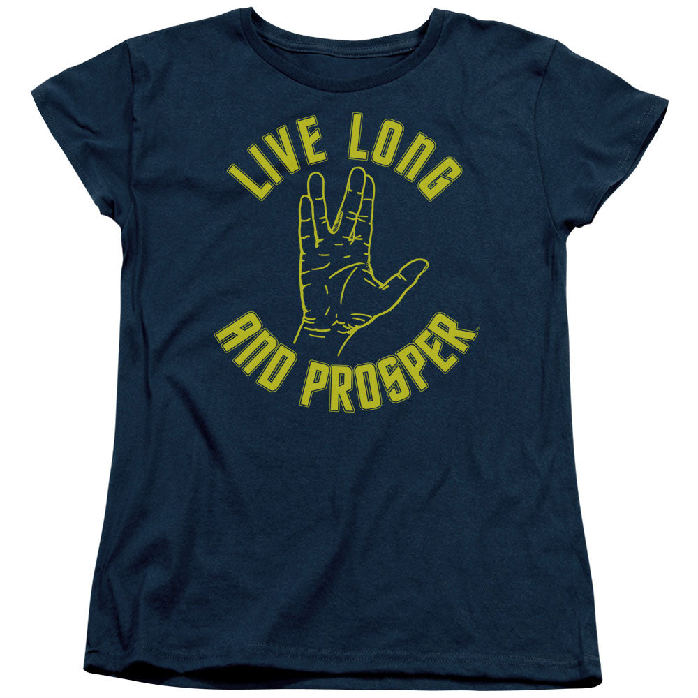 STAR TREK LIVE LONG HAND - S/S WOMENS TEE - NAVY T-Shirt