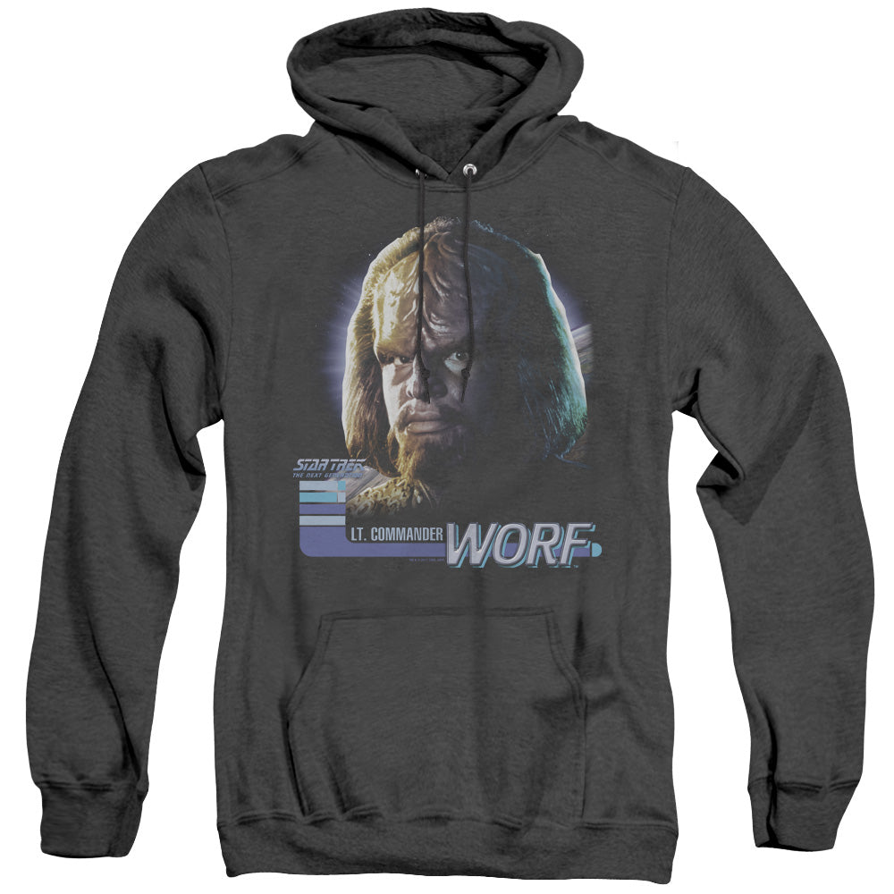 Star Trek - Tng Worf - Adult Heather Hoodie - Black
