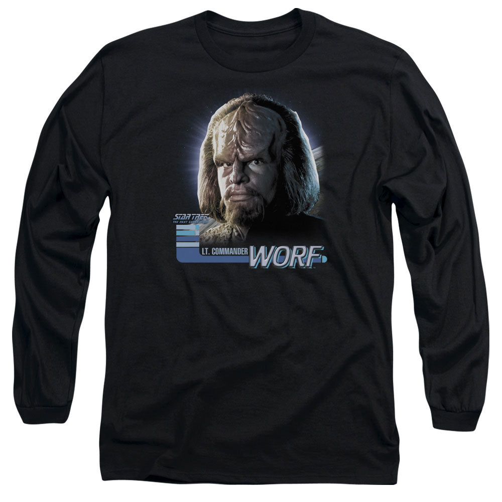 Star Trek - Tng Worf - Long Sleeve Adult 18/1 - Black T-shirt