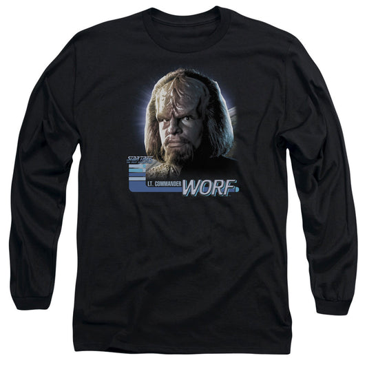Star Trek - Tng Worf - Long Sleeve Adult 18/1 - Black T-shirt