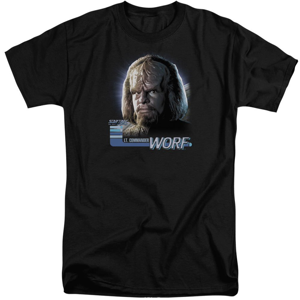 Star Trek - Tng Worf - Short Sleeve Adult Tall - Black T-shirt