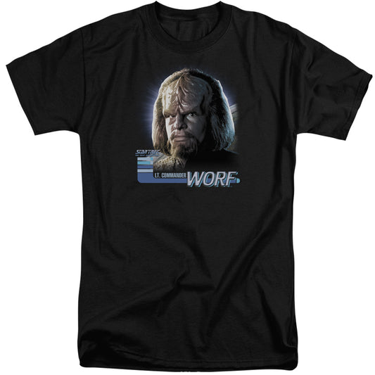 Star Trek - Tng Worf - Short Sleeve Adult Tall - Black T-shirt