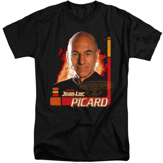 Star Trek - Captain Picard - Short Sleeve Adult Tall - Black T-shirt