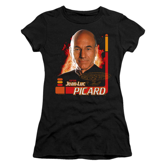 Star Trek - Captain Picard - Short Sleeve Junior Sheer - Black T-shirt