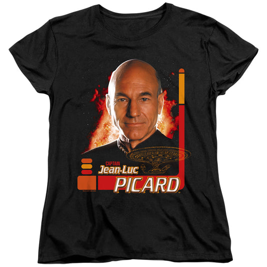 Star Trek - Captain Picard - Short Sleeve Womens Tee - Black T-shirt