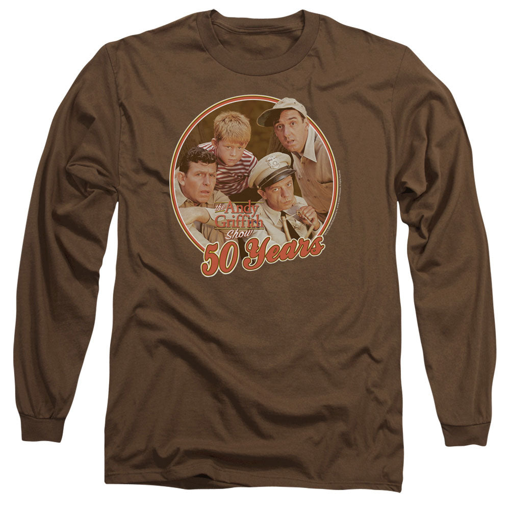 Andy Griffith - 50 Years - Long Sleeve Adult 18/1 - Coffee T-shirt