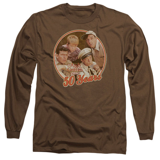 Andy Griffith - 50 Years - Long Sleeve Adult 18/1 - Coffee T-shirt