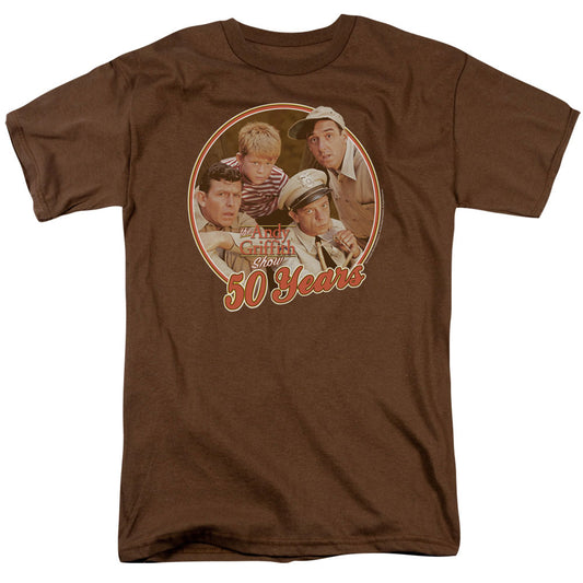 Andy Griffith - 50 Years - Short Sleeve Adult 18/1 - Coffee T-shirt