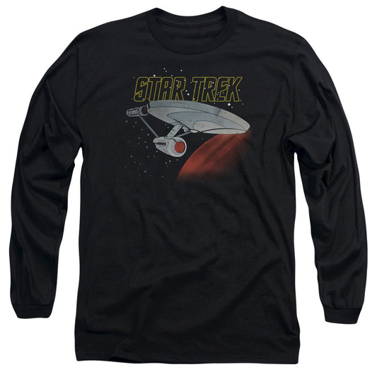Star Trek - Retro Enterprise - Long Sleeve Adult 18/1 - Black T-shirt