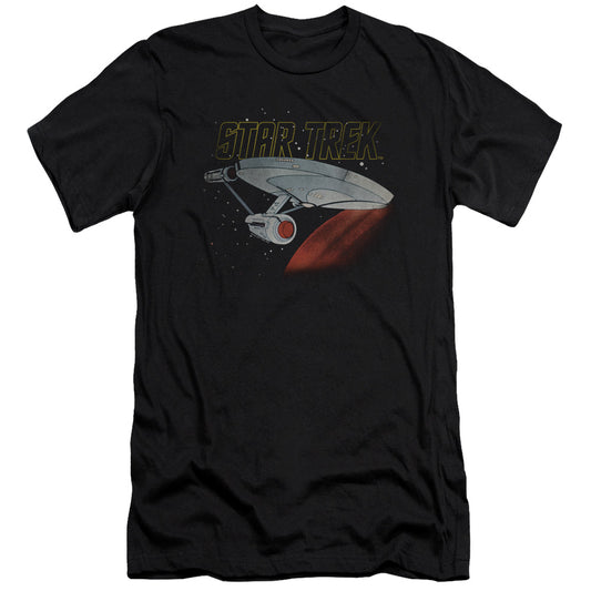 Star Trek - Retro Enterprise-premuim Canvas Adult Slim Fit 30/1 - Black