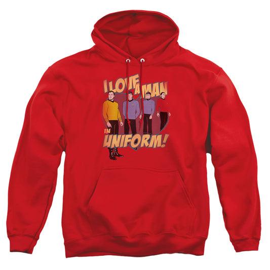 Star Trek - Man In Uniform - Adult Pull-over Hoodie - Red