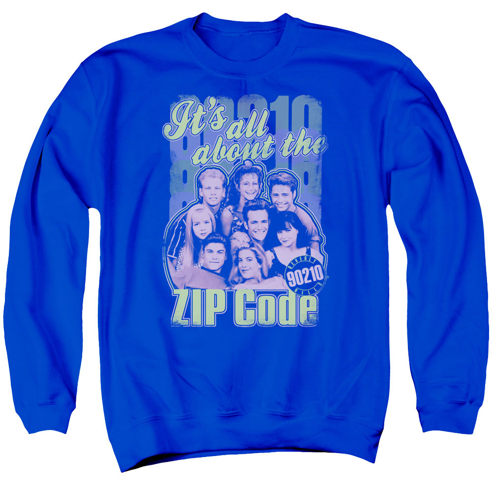 90210 - Zip Code - Adult Crewneck Sweatshirt - Royal Blue