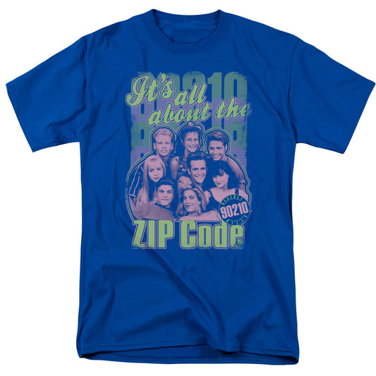 90210 - Zip Code - Short Sleeve Adult 18/1 - Royal Blue T-shirt