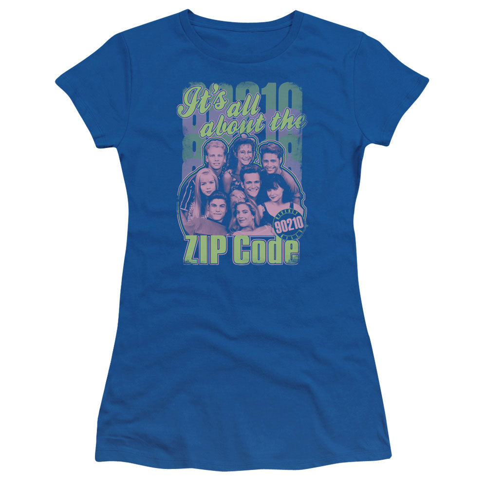90210 - Zip Code - Short Sleeve Junior Sheer - Royal Blue T-shirt