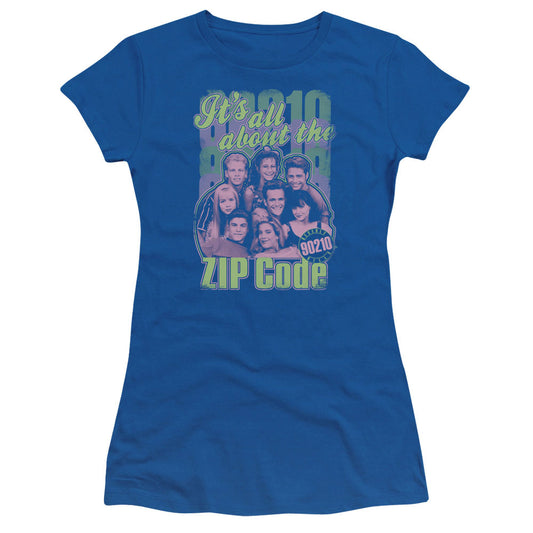 90210 - Zip Code - Short Sleeve Junior Sheer - Royal Blue T-shirt