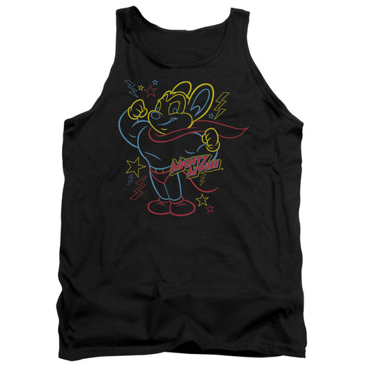 Mighty Mouse - Neon Hero - Adult Tank - Black