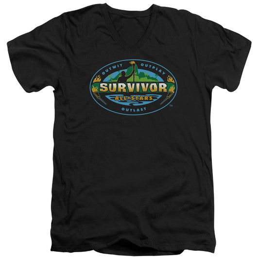 Survivor - All Stars - Short Sleeve Adult V-neck 30/1 - Black T-shirt