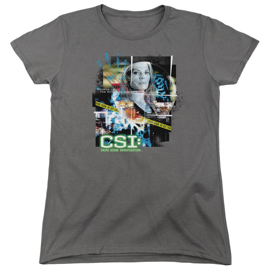 Csi - Evidence Collage - Short Sleeve Womens Tee - Charcoal T-shirt
