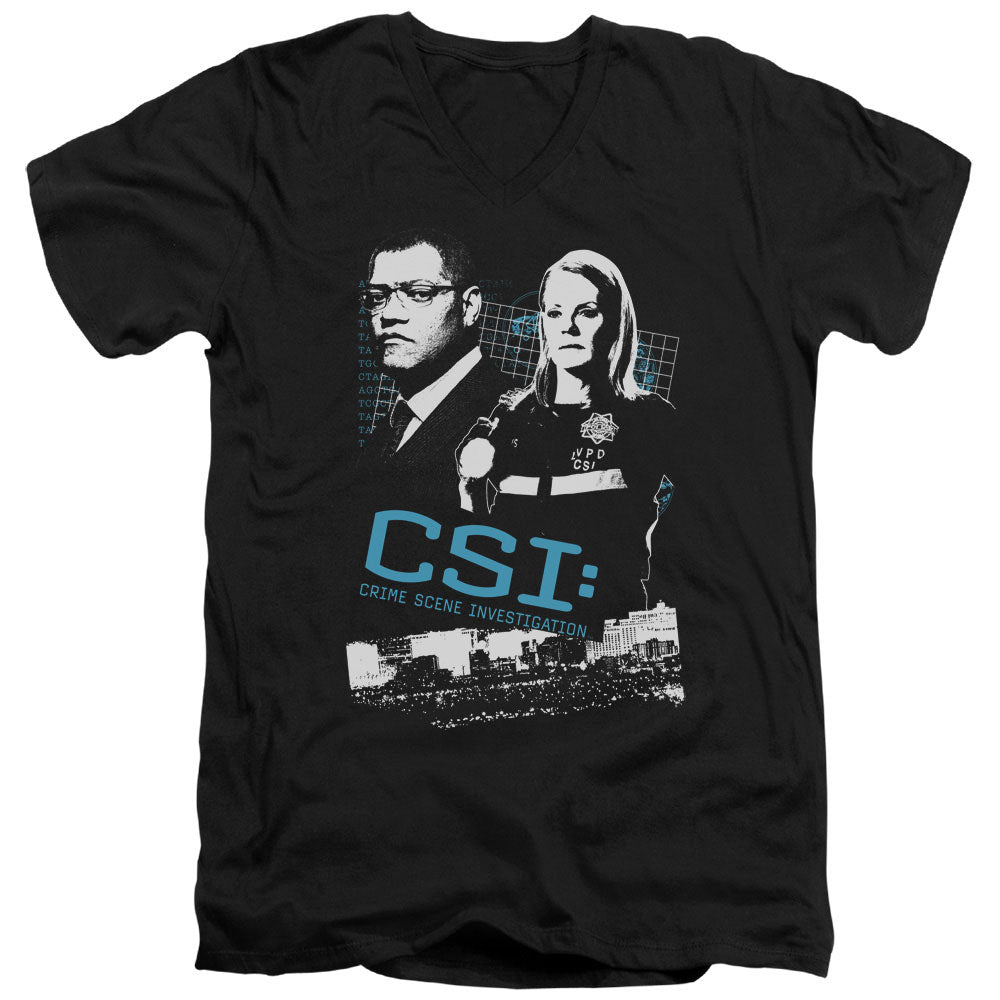 Csi - Investigate This - Short Sleeve Adult V-neck - Black T-shirt