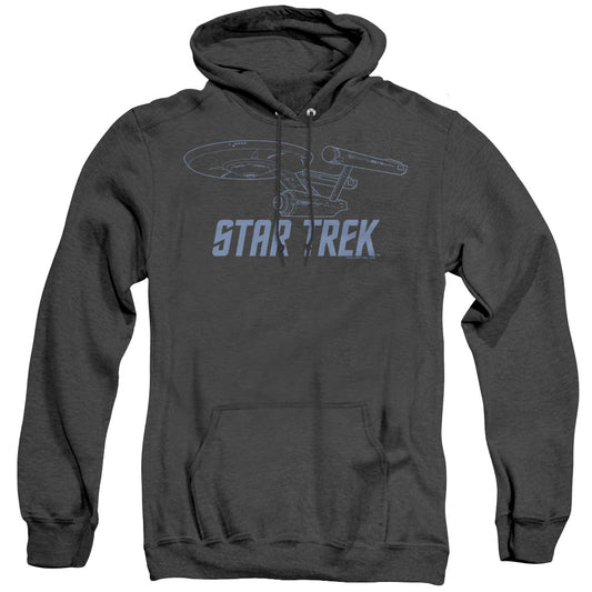 Star Trek - Enterprise Outline - Adult Heather Hoodie - Black