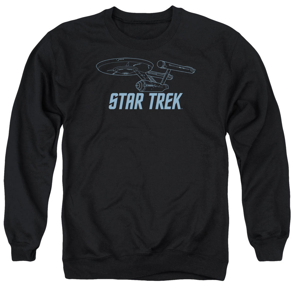 Star Trek - Enterprise Outline - Adult Crewneck Sweatshirt - Black
