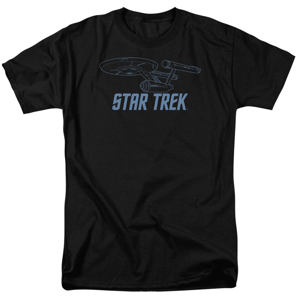 Star Trek - Enterprise Outline - Short Sleeve Adult 18/1 - Black T-shirt