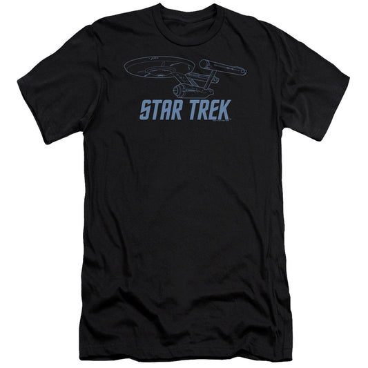 Star Trek - Enterprise Outline-premuim Canvas Adult Slim Fit 30/1 - Black