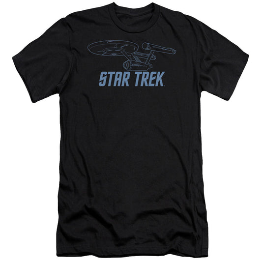 Star Trek - Enterprise Outline - Short Sleeve Adult 30/1 - Black T-shirt