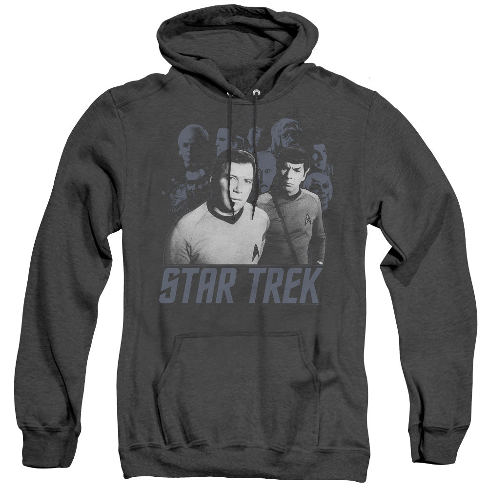 Star Trek - Kirk Spock And Company - Adult Heather Hoodie - Black