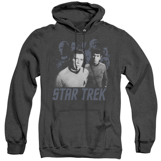 Star Trek - Kirk Spock And Company - Adult Heather Hoodie - Black