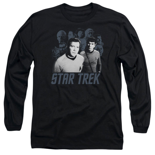 Star Trek - Kirk Spock And Company - Long Sleeve Adult 18/1 - Black T-shirt