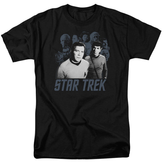 Star Trek - Kirk Spock And Company - Short Sleeve Adult 18/1 - Black T-shirt