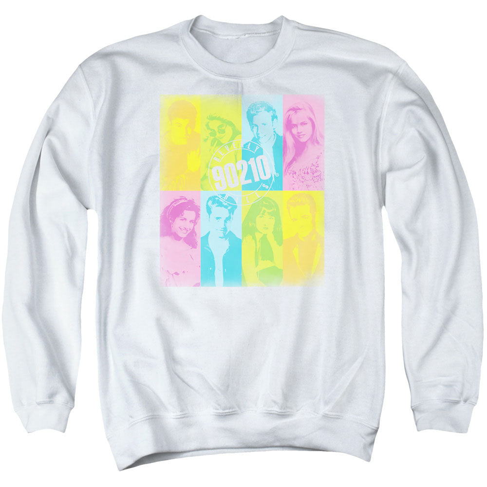 90210 - Color Block Of Friends - Adult Crewneck Sweatshirt - White