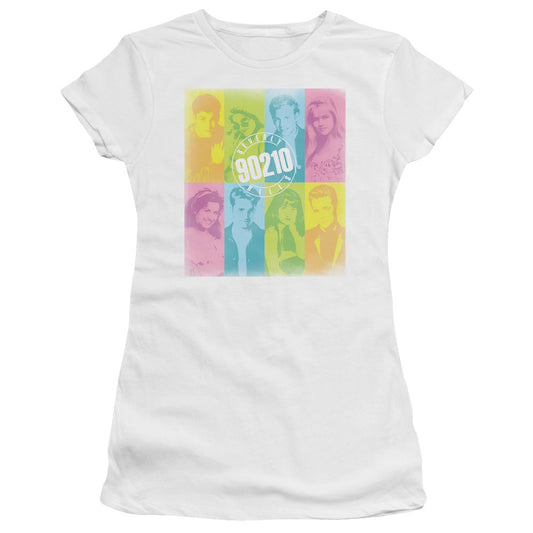 90210 - Color Block Of Friends - Short Sleeve Junior Sheer - White T-shirt