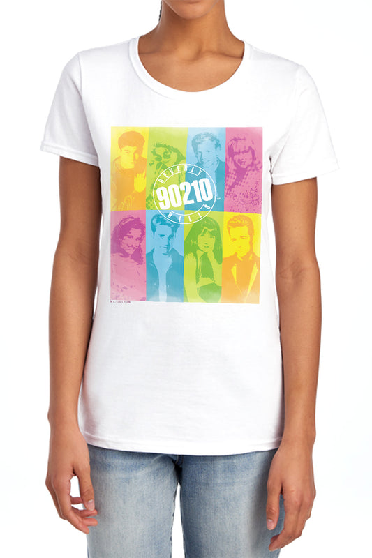 90210 - Color Block Of Friends - Short Sleeve Women"s Tee - White T-shirt