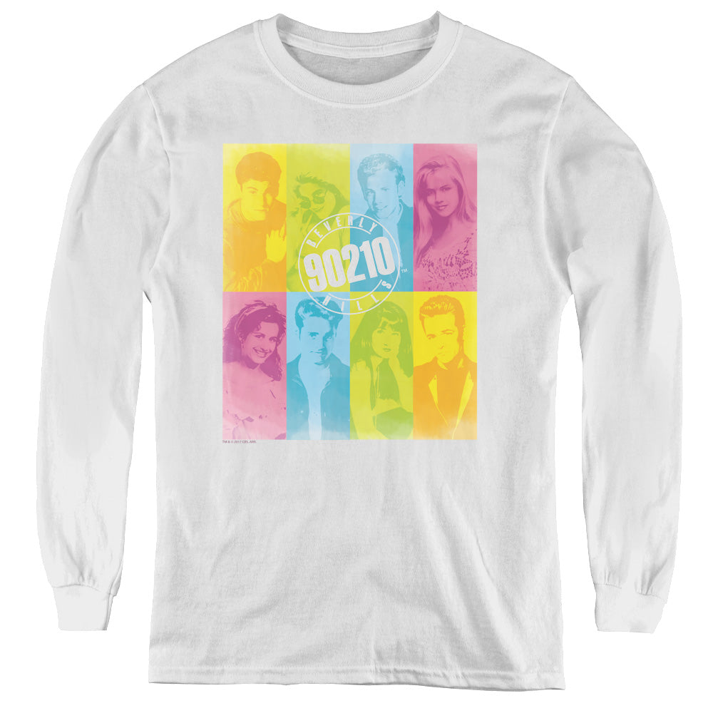 90210 Color Block Of Friends - Youth Long Sleeve Tee - White