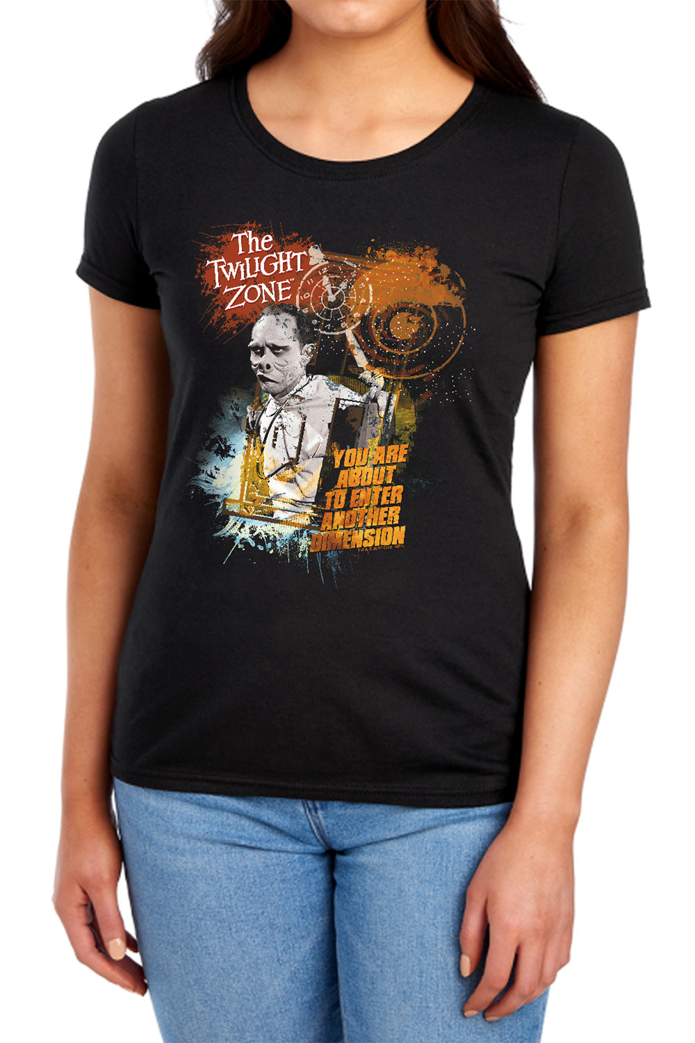 Twilight Zone - Enter At Own Risk - Short Sleeve Womens Tee - Black T-shirt