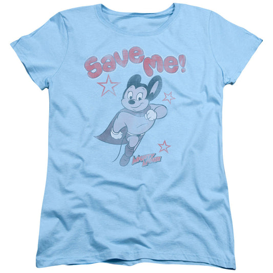 MIGHTY MOUSE SAVE ME - S/S WOMENS TEE - LIGHT BLUE T-Shirt