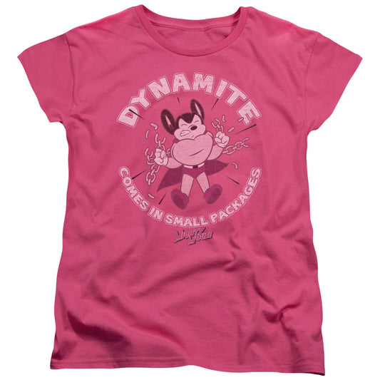 Mighty Mouse - Dynamite - Short Sleeve Womens Tee - Hot Pink T-shirt
