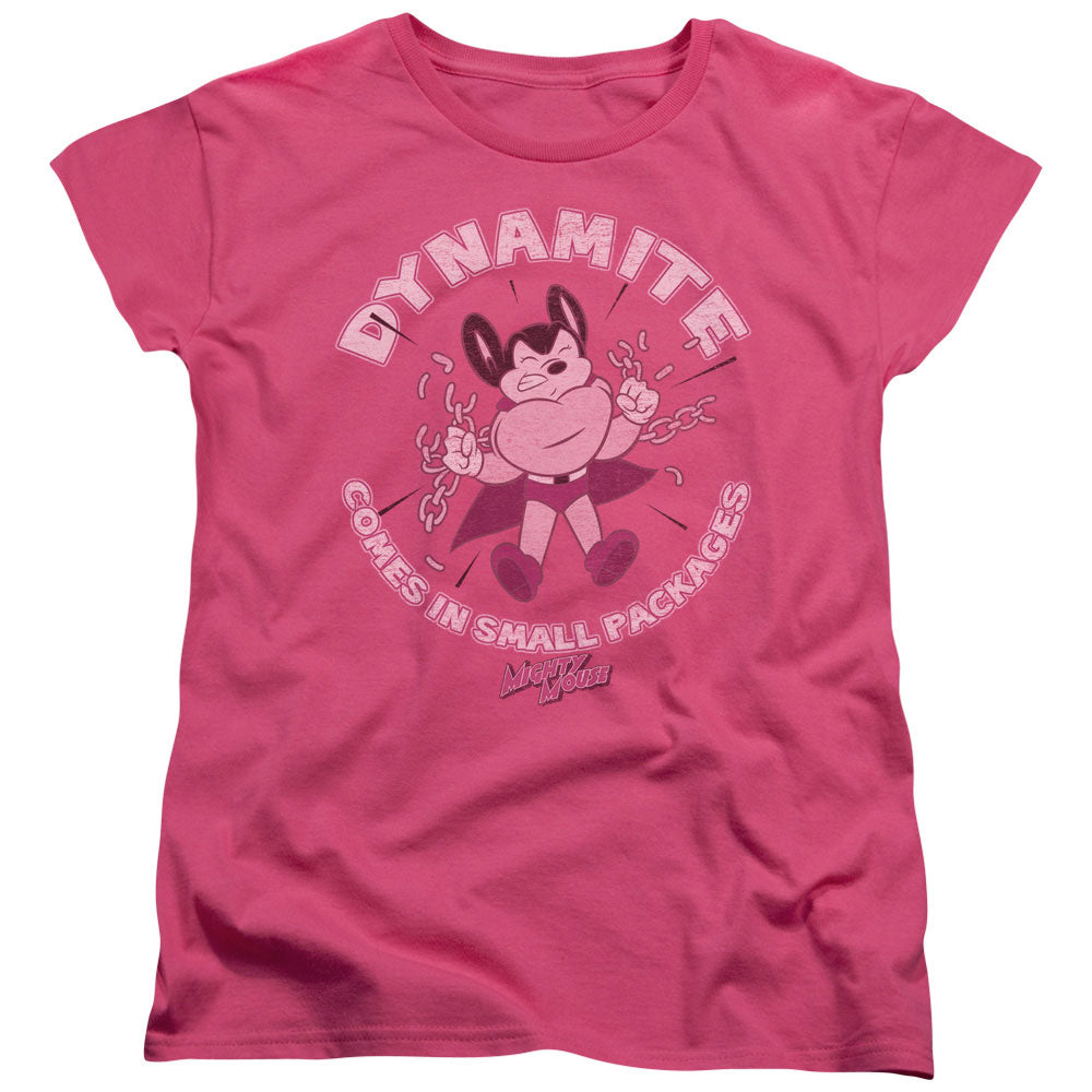 Mighty Mouse - Dynamite - Short Sleeve Womens Tee - Hot Pink T-shirt