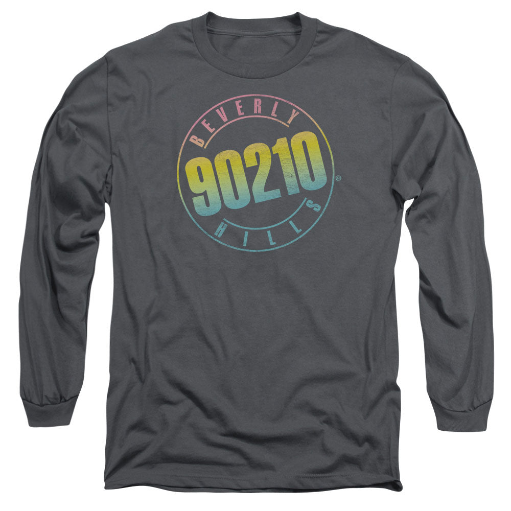 90210 - Color Blend Logo - Long Sleeve Adult 18/1 - Charcoal T-shirt