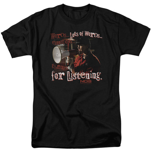Ncis - Thanks For Listening - Short Sleeve Adult 18/1 - Black T-shirt