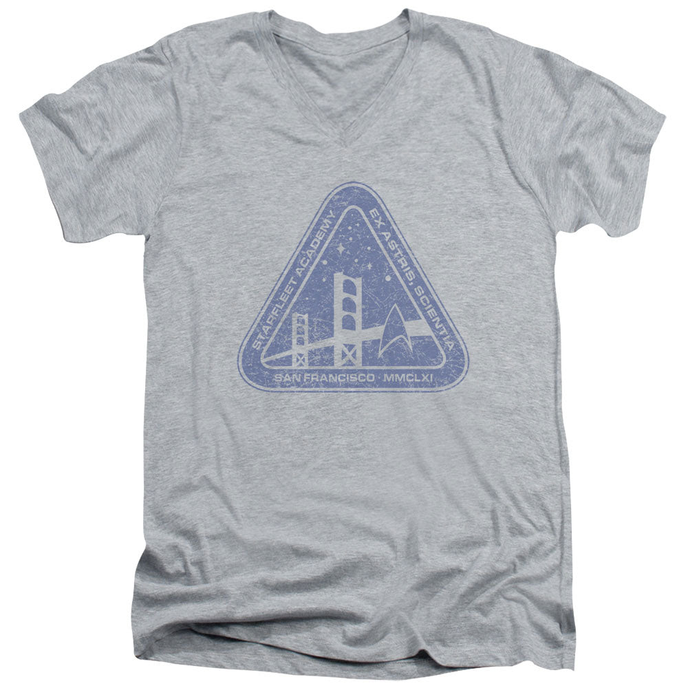Star Trek - Distressed Logo - Short Sleeve Adult V-neck - Athletic Heather T-shirt