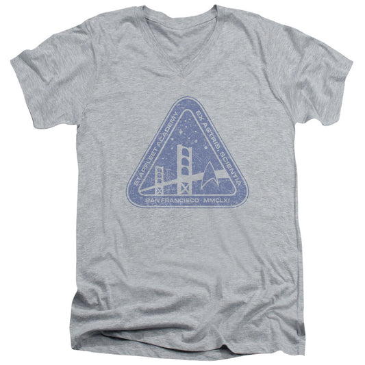 Star Trek - Distressed Logo - Short Sleeve Adult V-neck - Athletic Heather T-shirt