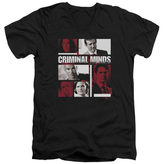 Criminal Minds - Character Boxes - Short Sleeve Adult V-neck - Black T-shirt