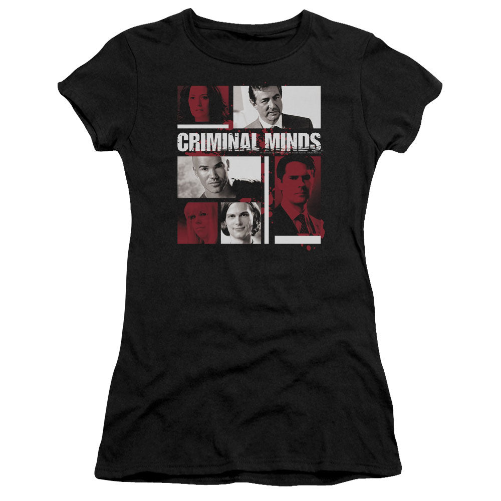 Criminal Minds - Character Boxes - Short Sleeve Junior Sheer - Black T-shirt